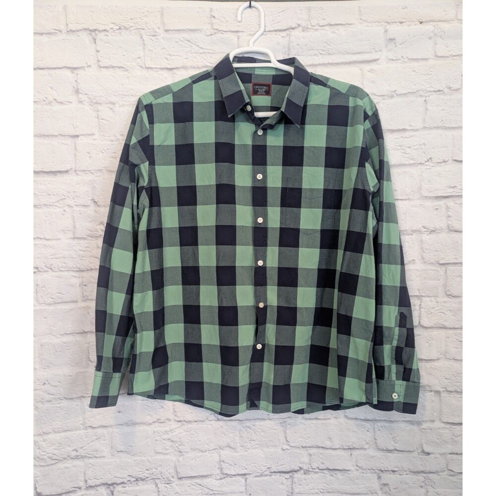 UNTUCKit Men's Blue & Green Check Long Sleeve Button Up Shirt Size 2XL‎ Bonarda